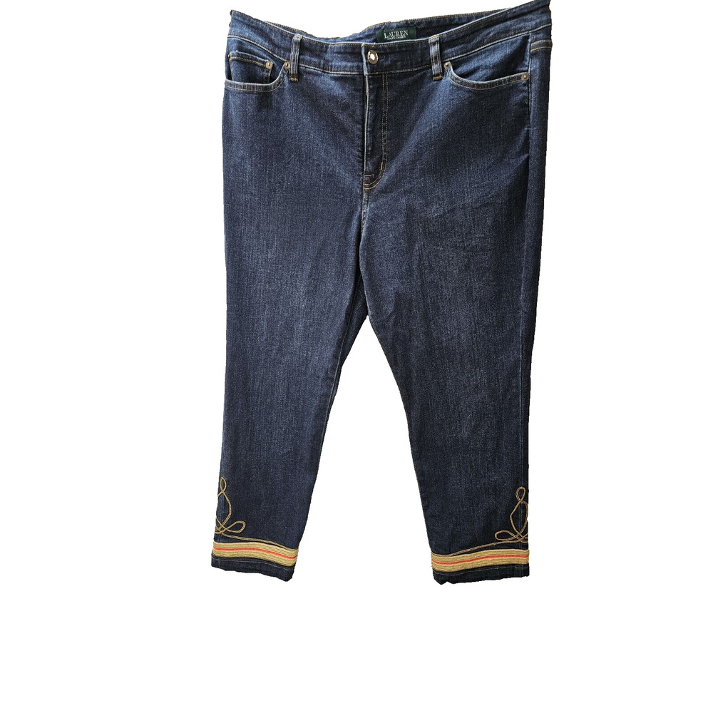 Ralph Lauren High‎ Rise Straight Leg Soutache Jeans Sz 16 Marching Band Anyone?